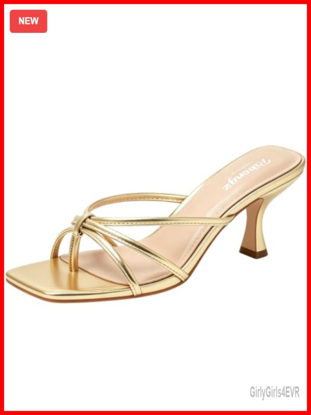 Kitten Heel Mule Sandals Square Toe Strappy Slip On Dressy